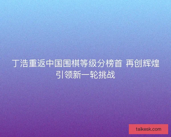 丁浩重返中国围棋等级分榜首 再创辉煌引领新一轮挑战
