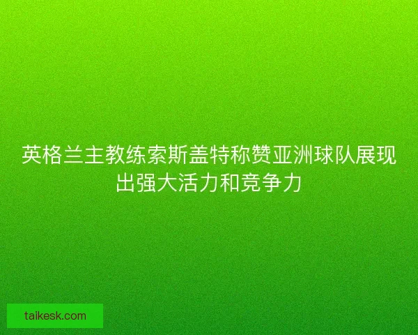 英格兰主教练索斯盖特称赞亚洲球队展现出强大活力和竞争力